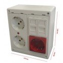 Caja de superficie 2 más 1 Schuko y 2 x RJ45 tipo Keystone