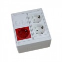 Caja de superficie 2 X Rj45 Keystone con 2 + 1  schuko